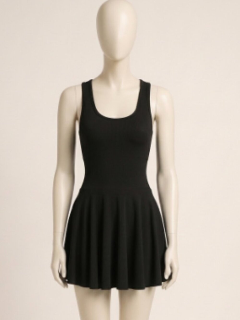 Tinicoo Yoga Black Sports Tank Dress S Square Neck Sleeveless Stretch Fitted